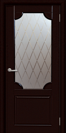 Дверь из массива Классика К1 Дуб Стекло с рисунком Ромб - фото 1